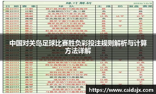 中国对关岛足球比赛胜负彩投注规则解析与计算方法详解